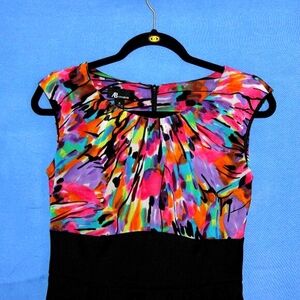 AB Studio Colorblock Sleeveless Dress - Women's Size 4 - Multicolor & Black